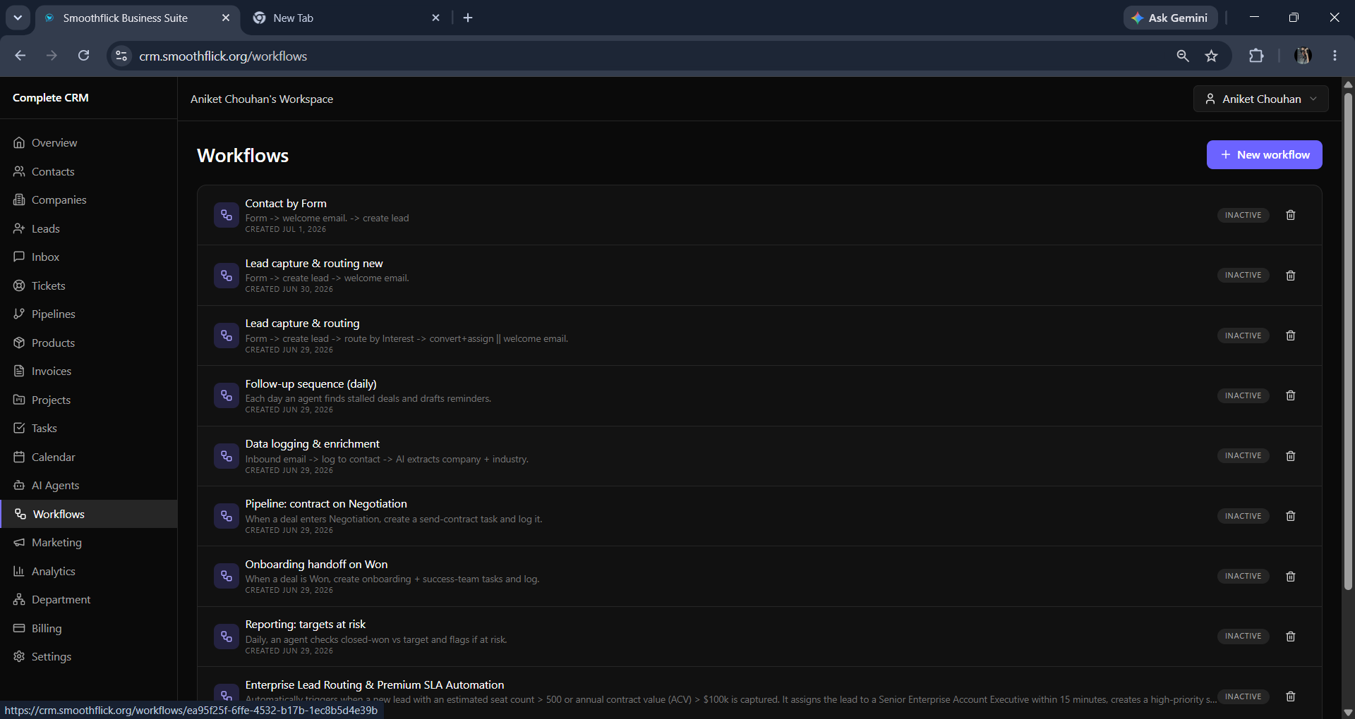 Workflow canvas initialization